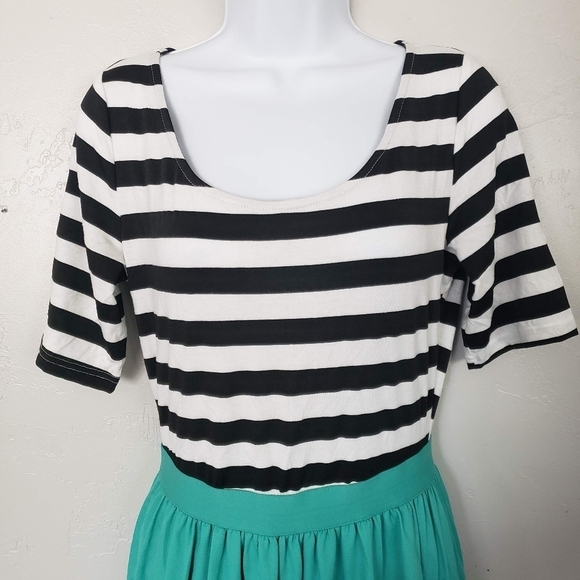 Journey Five Medium Maxi Dress Black & White Striped Top Mint Blue Skirt - Picture 2 of 9